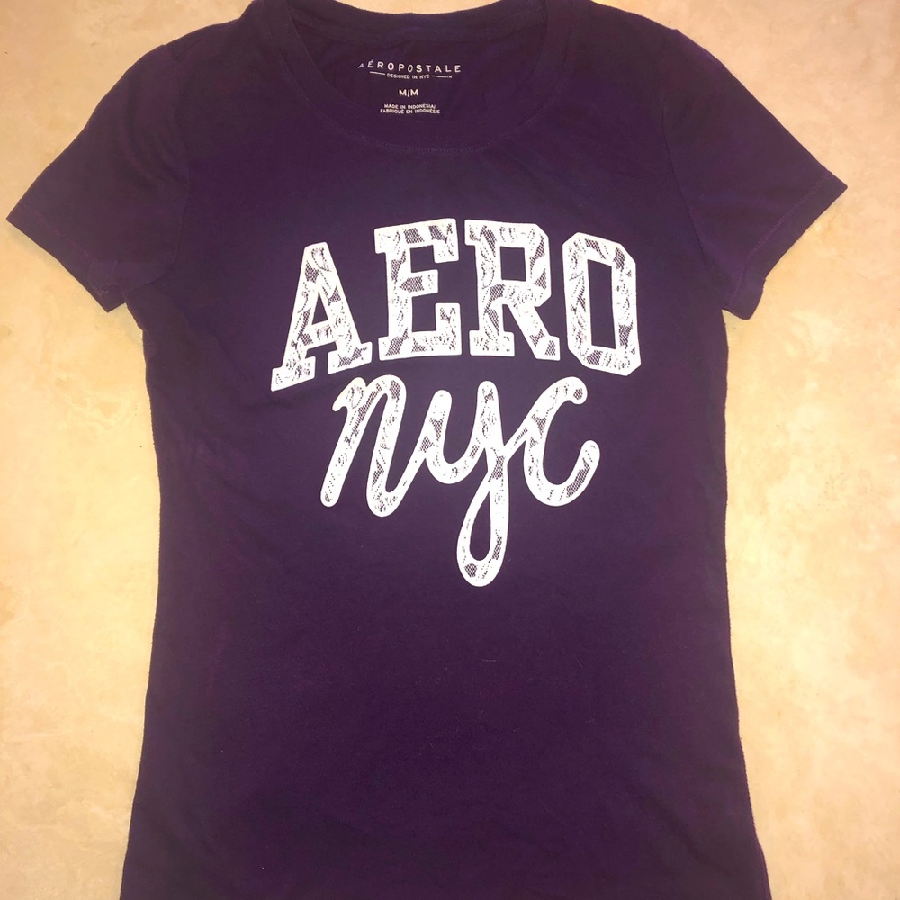 Aeropostale tee, eggplant purple, M